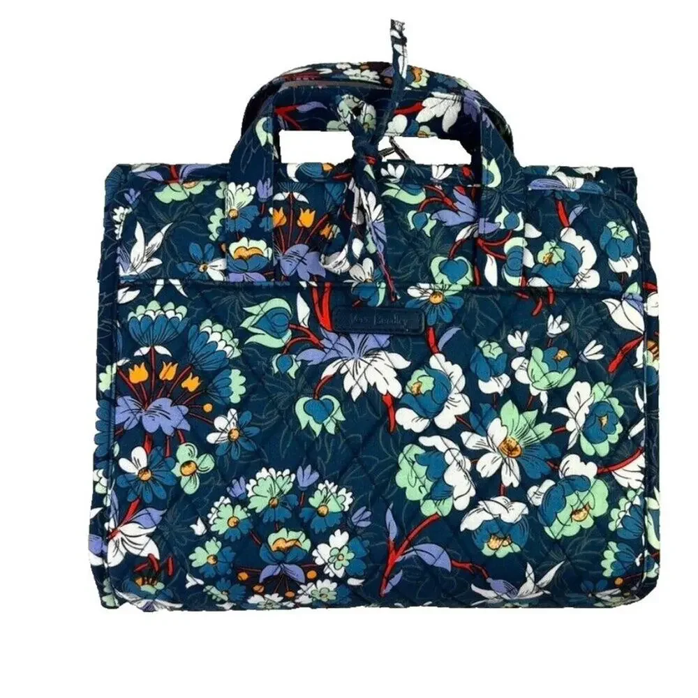 Vera Bradley Grand Hanging Organizer Floral Bursts Makeup Bag Blue